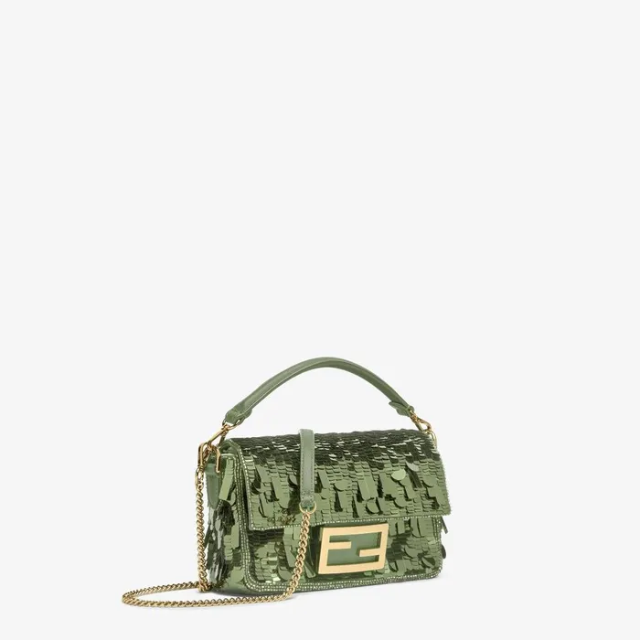 Fendi Shoulder and Crossbody Bags Baguette Mini Bag Embroidered With Green Sequins 8211 Women