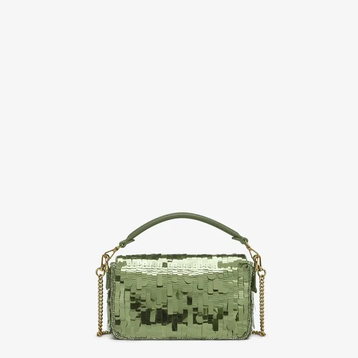 Fendi Shoulder and Crossbody Bags Baguette Mini Bag Embroidered With Green Sequins 8211 Women