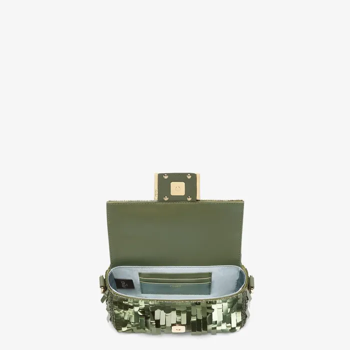 Fendi Shoulder and Crossbody Bags Baguette Mini Bag Embroidered With Green Sequins 8211 Women