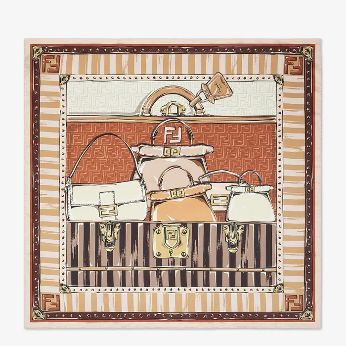 Fendi Silk Scarves Fendi Foulard Brown Silk Foulard 8211 Women