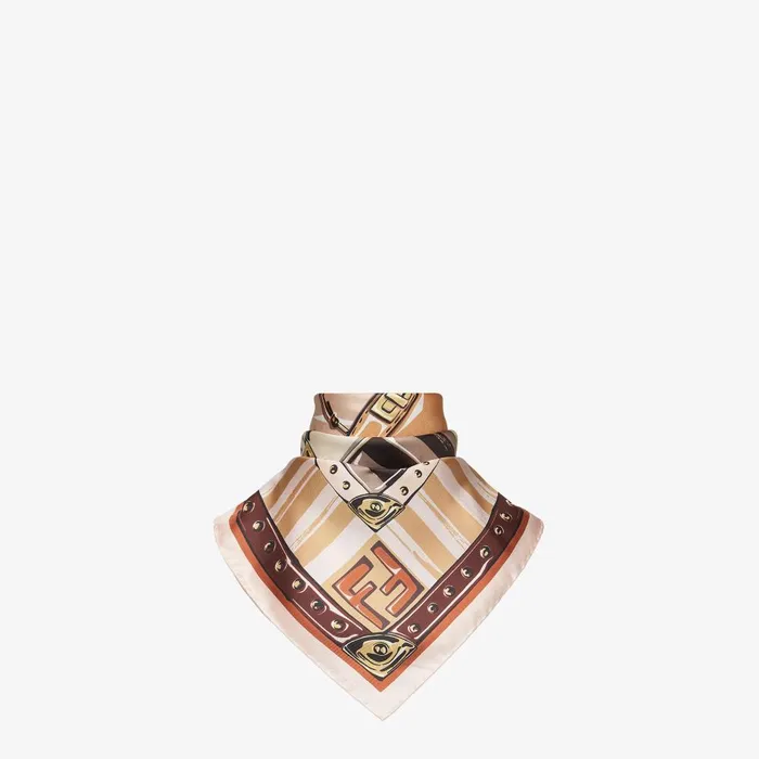 Fendi Silk Scarves Fendi Foulard Brown Silk Foulard 8211 Women