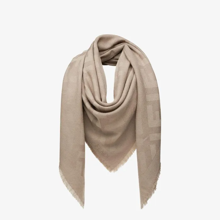 Fendi Silk Scarves FF Shawl Dove Gray Wool And Cashmere Shawl 8211 Women
