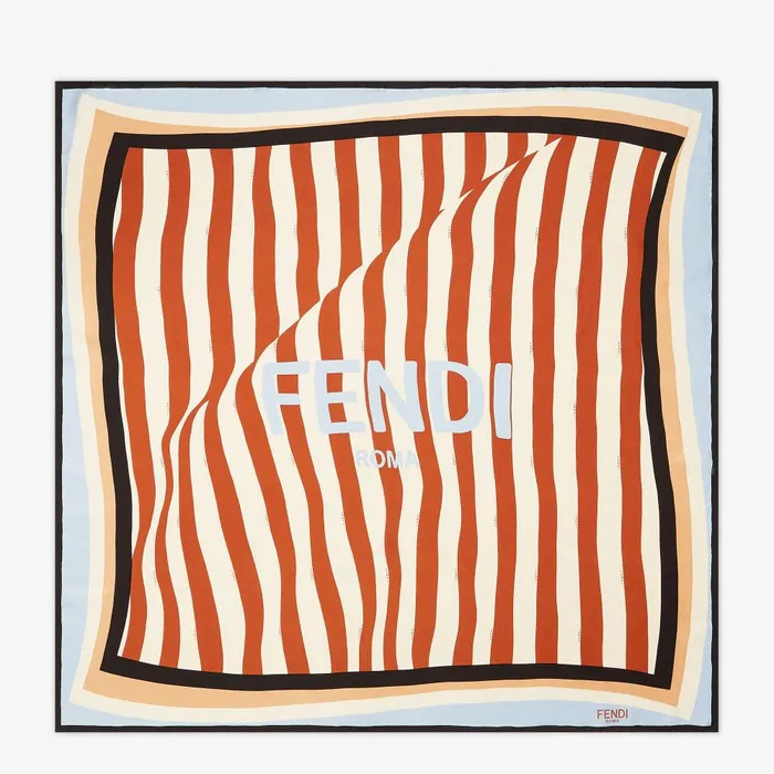 Fendi Silk Scarves Pequin Foulard Brown Silk Foulard 8211 Women