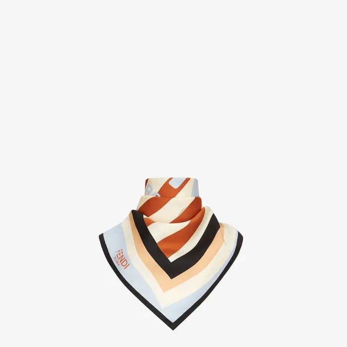 Fendi Silk Scarves Pequin Foulard Brown Silk Foulard 8211 Women