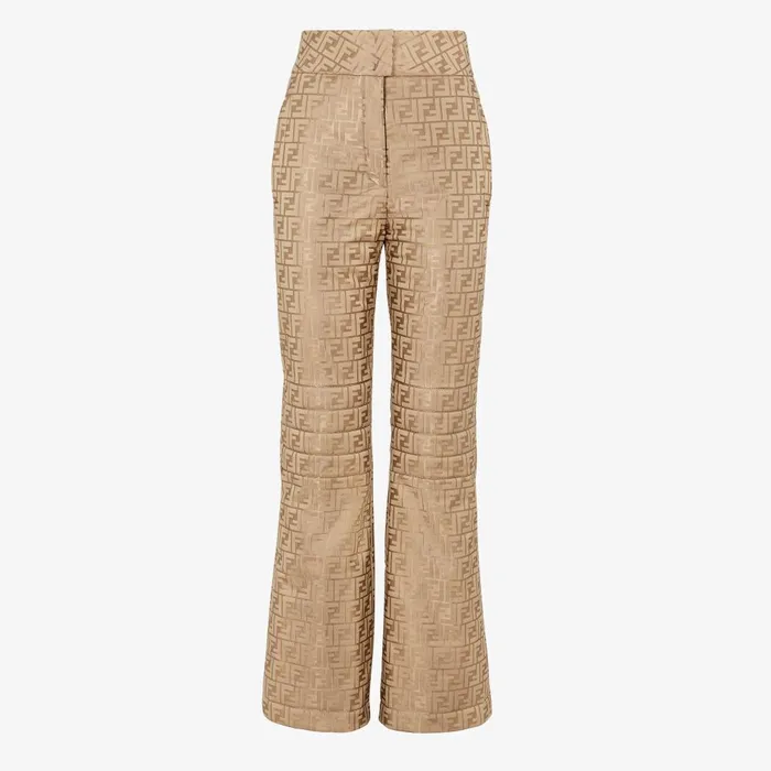 Fendi Skiwear Ski Pants Beige FF Nylon Pants 8211 Women