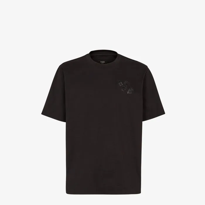 Fendi Tshirts and Polos TShirt Black Cotton Tshirt 8211 Men