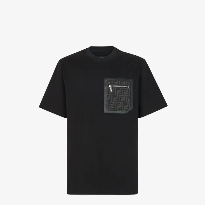 Fendi Tshirts and Polos TShirt Black Jersey Tshirt 8211 Men