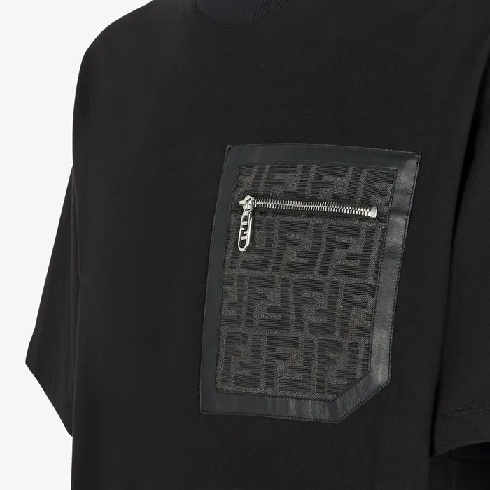 Fendi Tshirts and Polos TShirt Black Jersey Tshirt 8211 Men