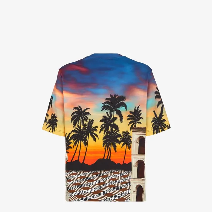 Fendi Tshirts and Polos TShirt Regular Tshirt In Multicolor Printed Poplin 8211 Men