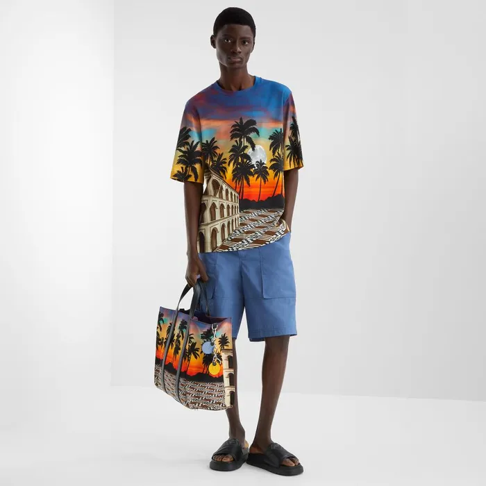 Fendi Tshirts and Polos TShirt Regular Tshirt In Multicolor Printed Poplin 8211 Men