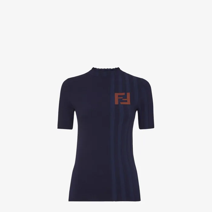 Fendi Tshirts and Sweatshirts Sweater Naby Blue Cotton Jumper 8211 Women