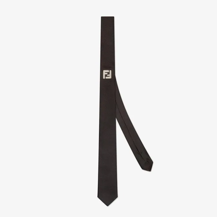 Fendi Ties Tie Black Silk Tie 8211 Men