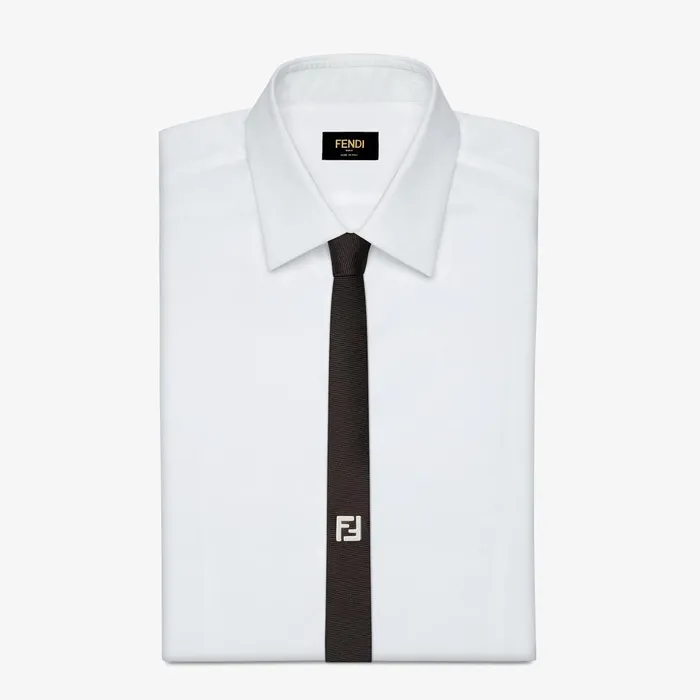 Fendi Ties Tie Black Silk Tie 8211 Men