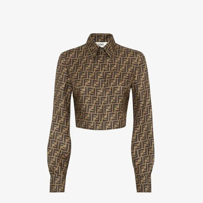 Fendi Tops and Shirts Top Brown FF Twill Top 8211 Women