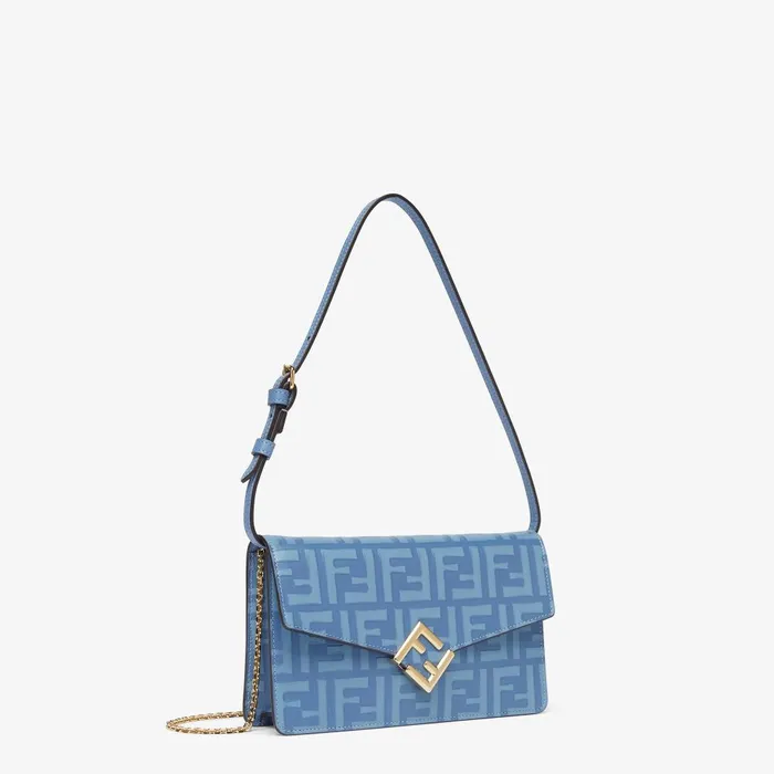 Fendi Wallets On Chain FF Diamonds Wallet On Chain Light Blue Leather Wallet 8211 Women