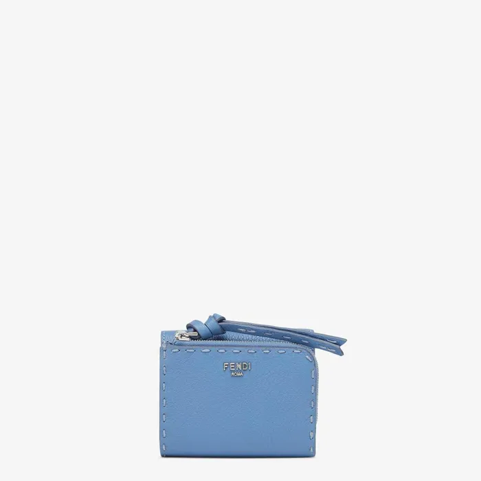 Fendi Wallets Peekaboo Micro Trifold Light Blue Selleria Wallet 8211 Women