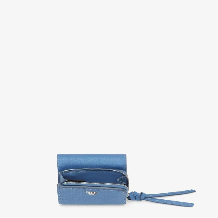 Fendi Wallets Peekaboo Micro Trifold Light Blue Selleria Wallet 8211 Women