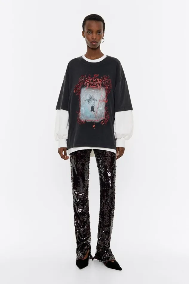 Fitted Burgundy Sequin Trousers Dark Burgundy Women Bimba Y Lola Trousers