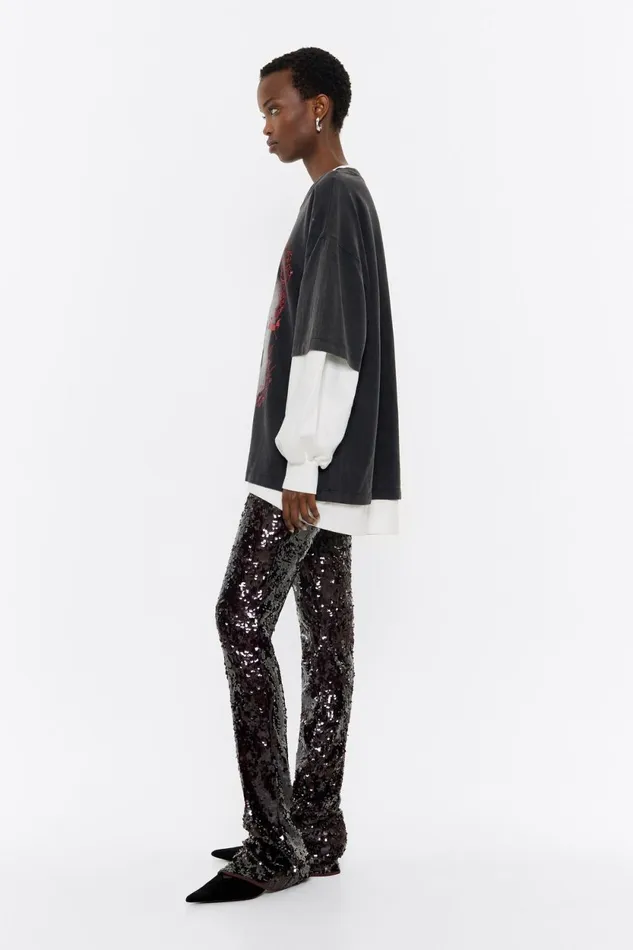 Fitted Burgundy Sequin Trousers Dark Burgundy Women Bimba Y Lola Trousers Fitted Burgundy Sequin Trousers Dark Burgundy Women Bimba Y Lola Trousers