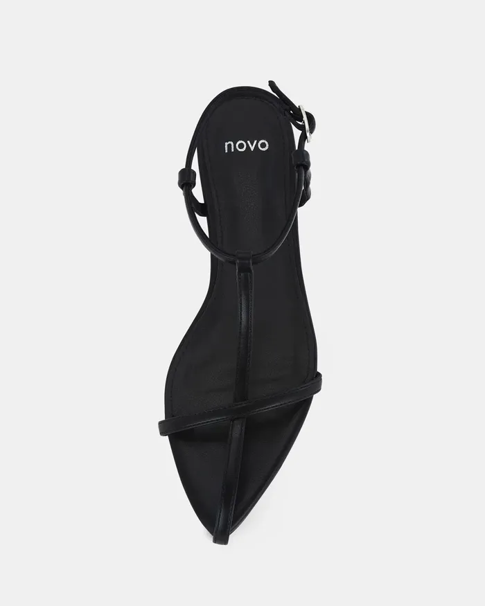 Flat Sandals NOVO Shoes Women ZACK BLACK Strappy Sandals