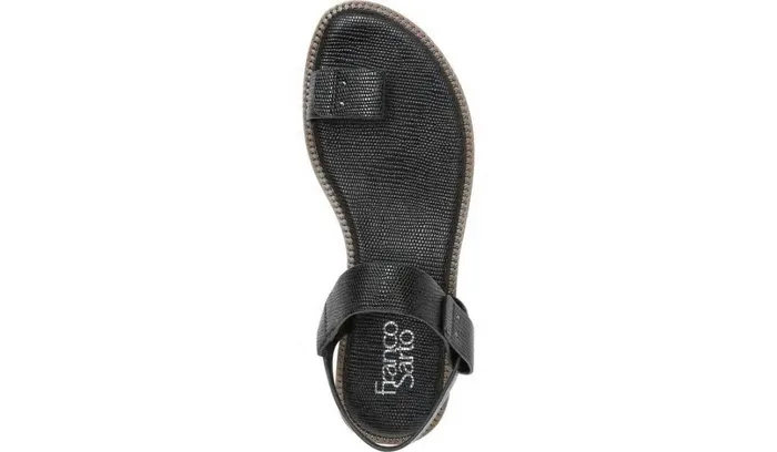 Flat Sandals Women Franco Sarto Franco Geranio Sandal Black Snake Print Faux Leather