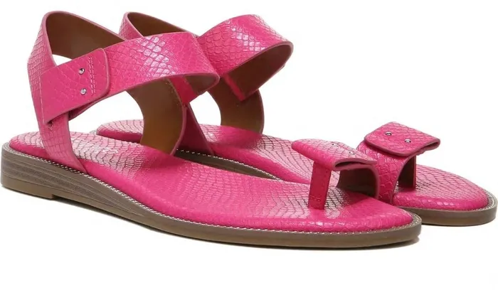 Flat Sandals Women Franco Sarto Franco Geranio Sandal Fushcia Snake Faux Leather