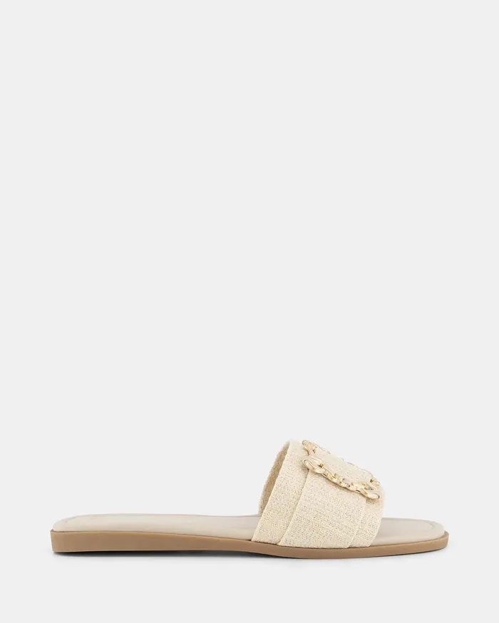 Flat Sandals Women NOVO Shoes SEANY METALLIC LINEN