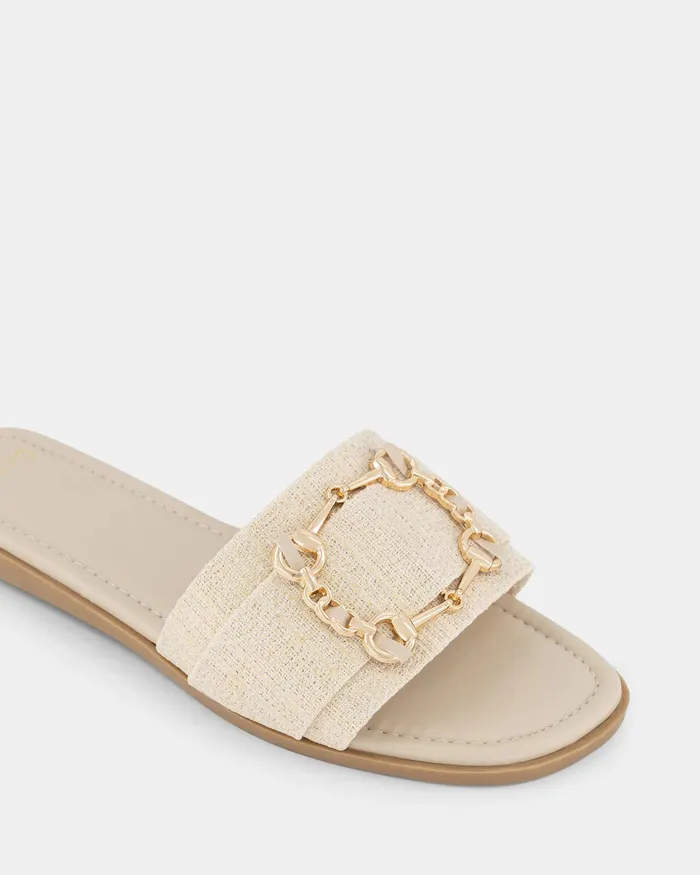 Flat Sandals Women NOVO Shoes SEANY METALLIC LINEN