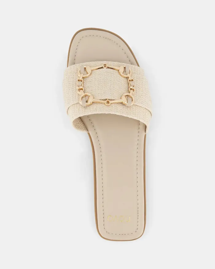 Flat Sandals Women NOVO Shoes SEANY METALLIC LINEN