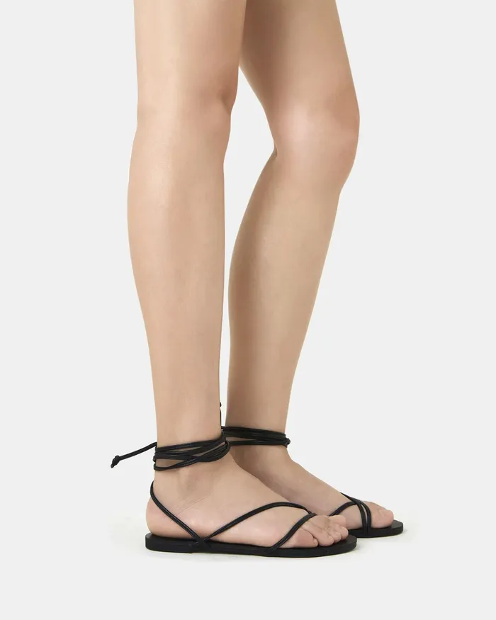 Flat Sandals Women NOVO Shoes TRIESTE BLACK Sandals