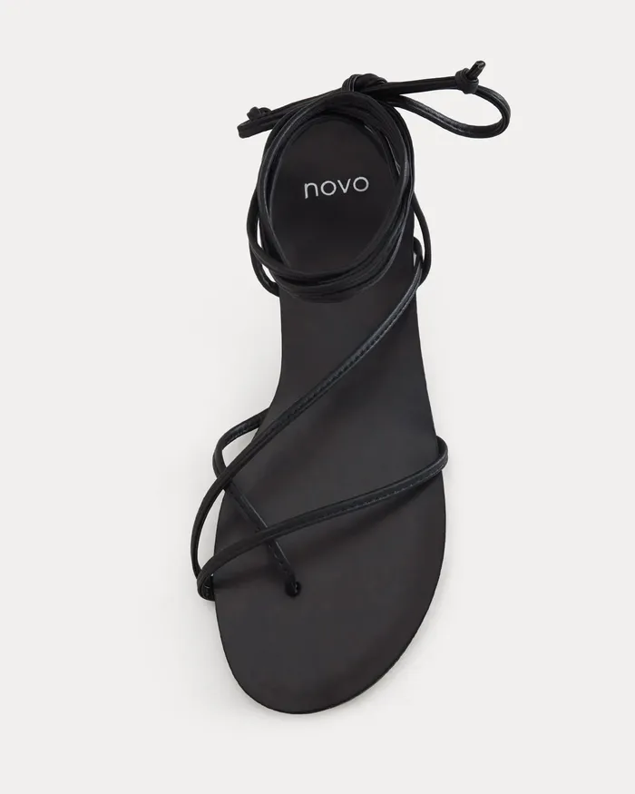 Flat Sandals Women NOVO Shoes TRIESTE BLACK Sandals
