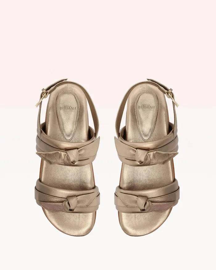 Flats Women Alexandre Birman Alexandre Birman Soft Clarita Sport Sandal 8211 Gold Flat Sandals 8211 Luxury Comfortable Sandals Luna