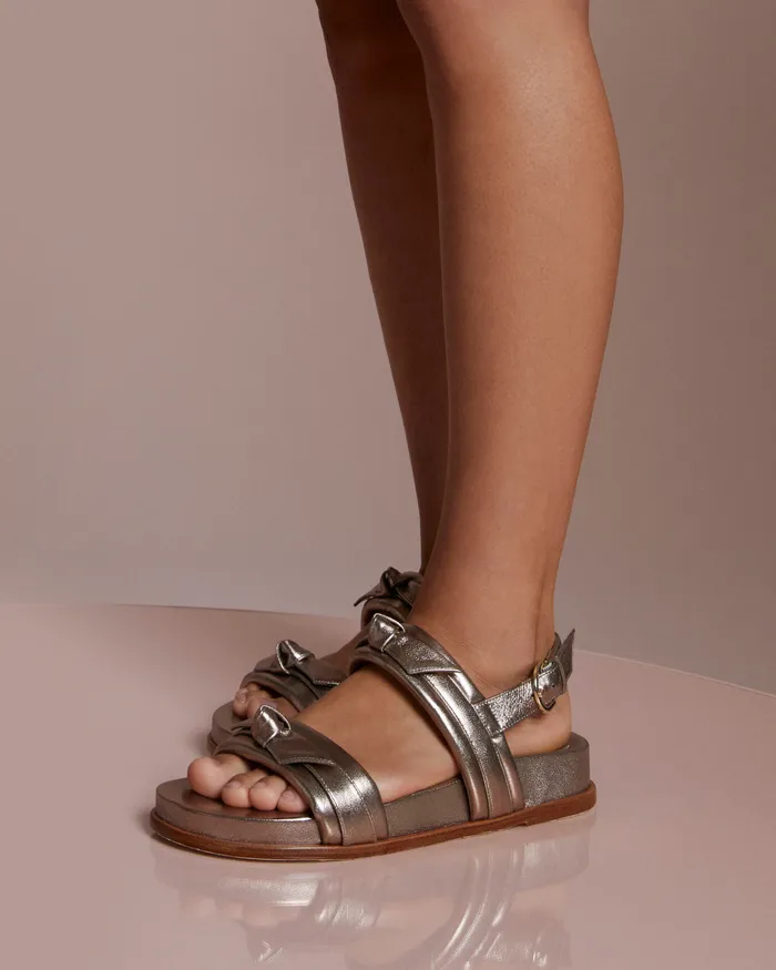 Flats Women Alexandre Birman Alexandre Birman Soft Clarita Sport Sandal 8211 Gold Flat Sandals 8211 Luxury Comfortable Sandals Luna