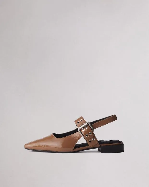 Flats Women Rag and Bone Astra Leather Slingback Taupe Patent