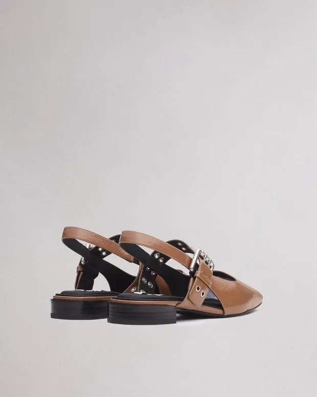 Flats Women Rag and Bone Astra Leather Slingback Taupe Patent
