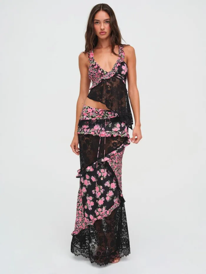 For Love and Lemons Bottoms Rosalyn Maxi Skirt Black 8211 Women