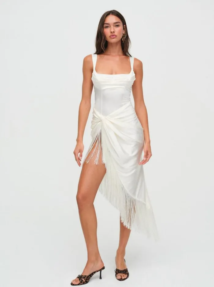For Love and Lemons Dresses Anisa Fringe Midi Dress Ivory 8211 Women For Love and Lemons Dresses Anisa Fringe Midi Dress Ivory 8211 Women