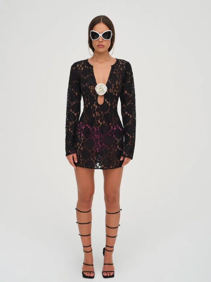 For Love and Lemons Dresses Bergett Lace Mini Dress Black 8211 Women For Love and Lemons Dresses Bergett Lace Mini Dress Black 8211 Women