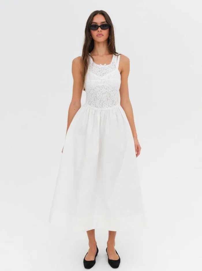 For Love and Lemons Dresses Mandy Midi Dress White 8211 Women
