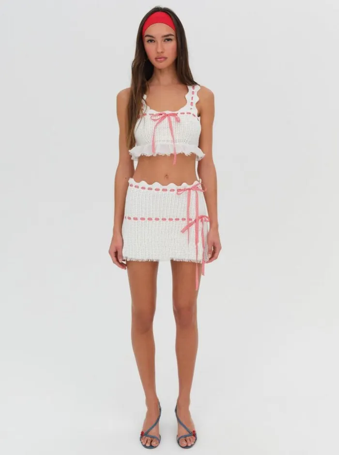 For Love and Lemons Knitwear Sora Mini Skirt Ivory 8211 Women For Love and Lemons Knitwear Sora Mini Skirt Ivory 8211 Women