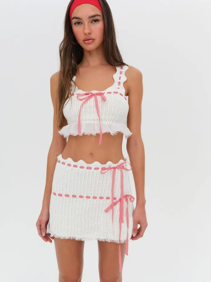 For Love and Lemons Knitwear Sora Mini Skirt Ivory 8211 Women For Love and Lemons Knitwear Sora Mini Skirt Ivory 8211 Women