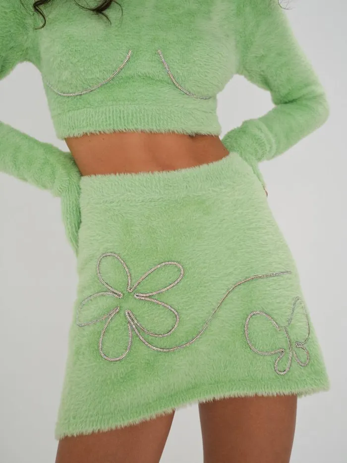 For Love and Lemons Knitwear Sullivan Mini Skirt Green 8211 Women