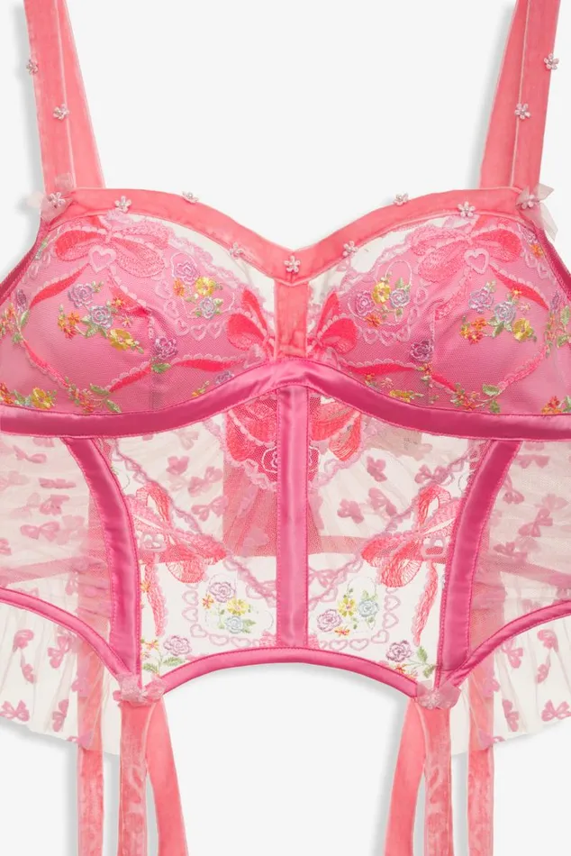 For Love and Lemons Lingerie Marietta Embroidered Bustier Pink 8211 Women For Love and Lemons Lingerie Marietta Embroidered Bustier Pink 8211 Women