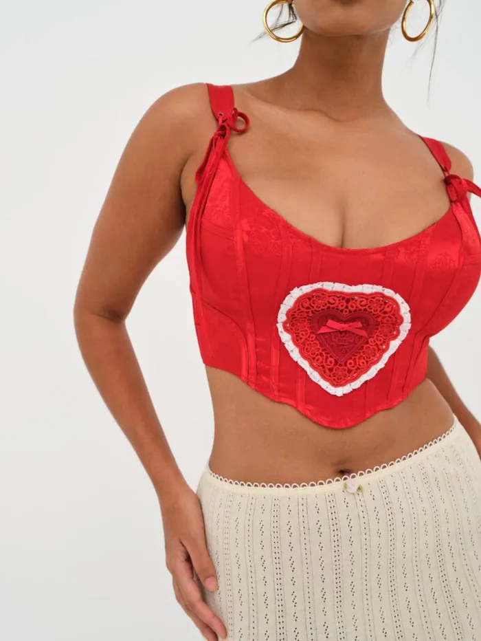 For Love and Lemons Lingerie Velma Heart Bustier Red 8211 Women