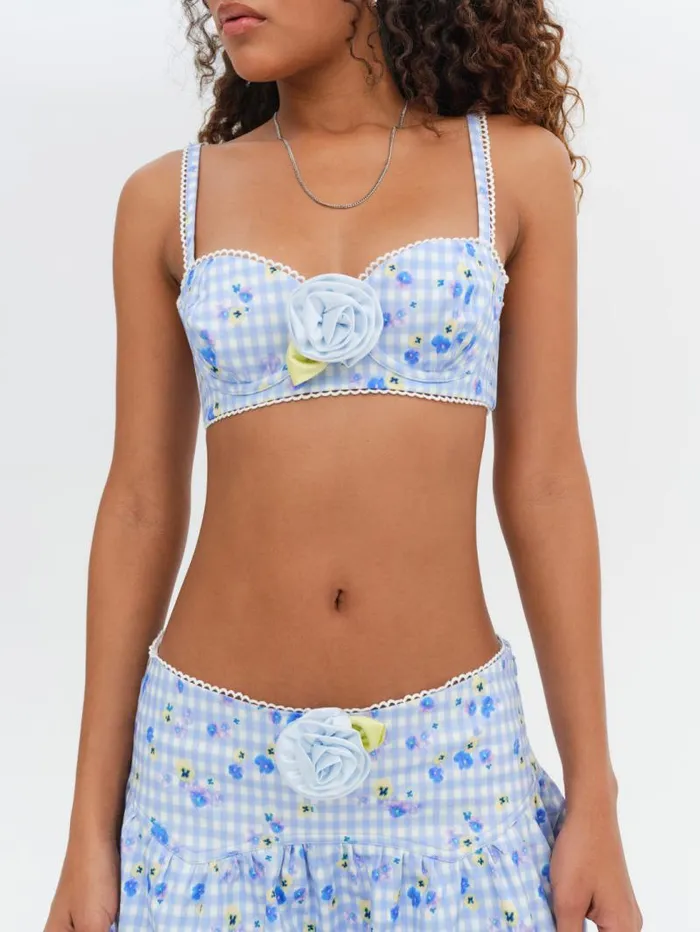 For Love and Lemons Tops Brigitta Bra Top Blue 8211 Women