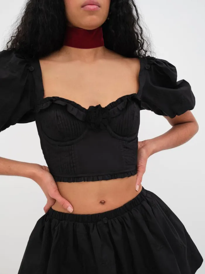 For Love and Lemons Tops Maye Crop Top Black 8211 Women