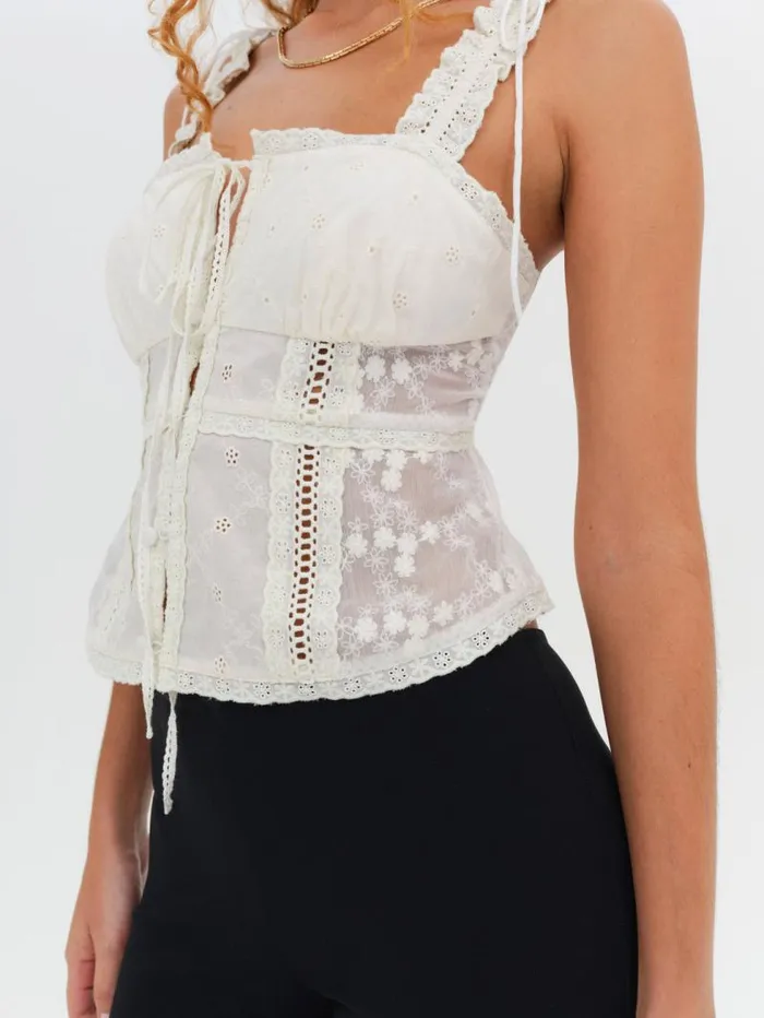 For Love and Lemons Tops Morgan Top White 8211 Women For Love and Lemons Tops Morgan Top White 8211 Women