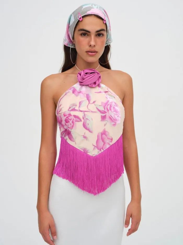 For Love and Lemons Tops Rori Fringe Top Pink 8211 Women