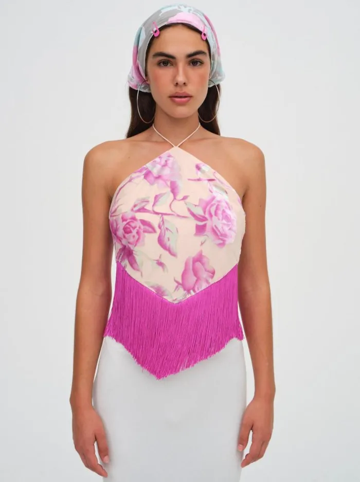 For Love and Lemons Tops Rori Fringe Top Pink 8211 Women For Love and Lemons Tops Rori Fringe Top Pink 8211 Women