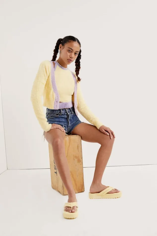 For Love and Lemons Tops Sheila Cropped Cardigan Yellow 8211 Women